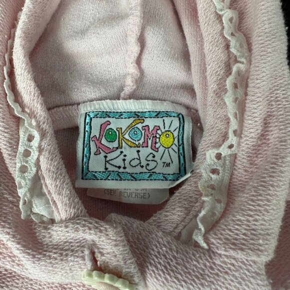VTG KoKom Kids Pink Jacket Size 18 Month Flower Buttons Hooded - Picture 3 of 10